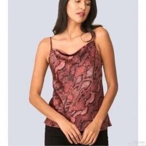 NWT L'AGENCE Kay Cowl Silk Cami Aurora Reptile Print Garnet Black XS Mob Wife